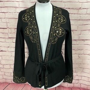 The Limited Black and Gold Embellished Cardigan - Size Large